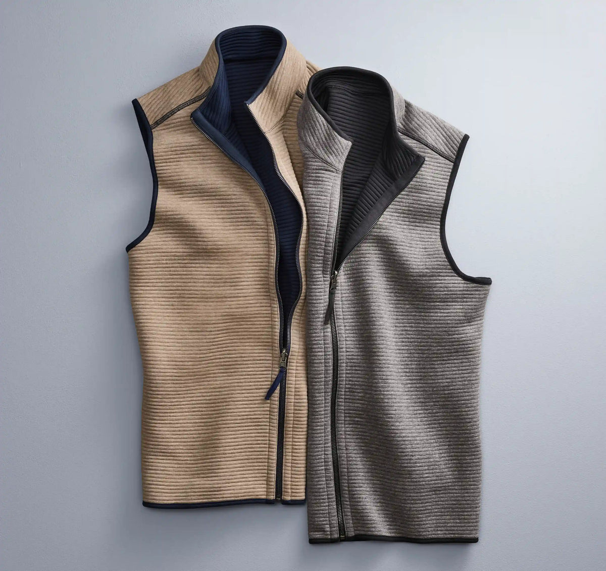 Reversible Channel Quilted Vest - Gray Heather/Black