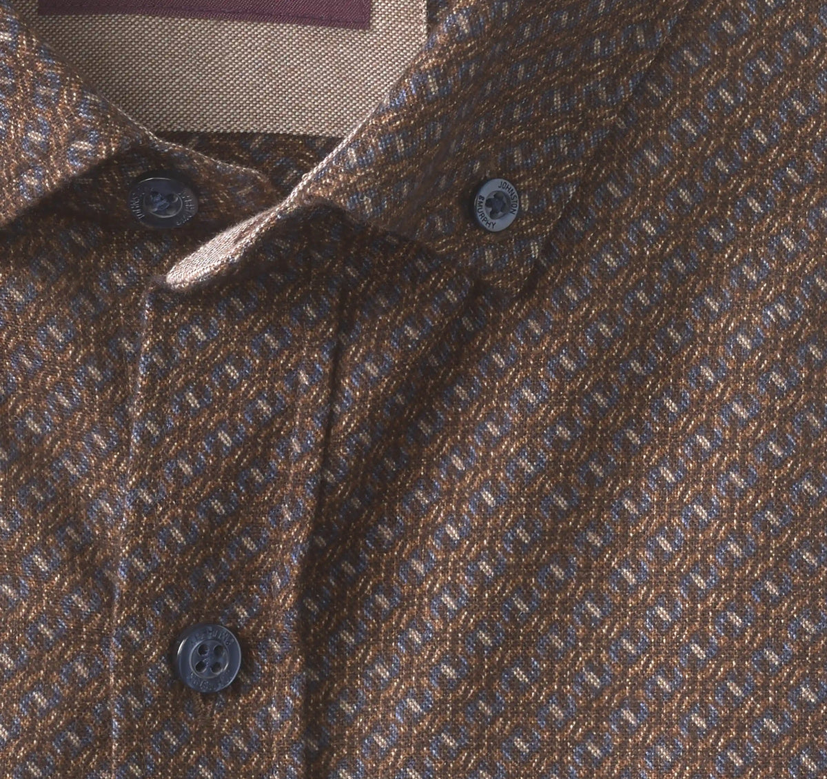 Lane Printed Shirt - Brown/Navy Linked Oval