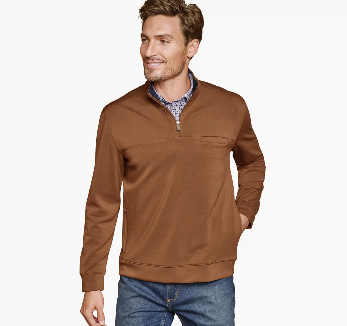 Essential Pocket Quarter-Zip - Rust