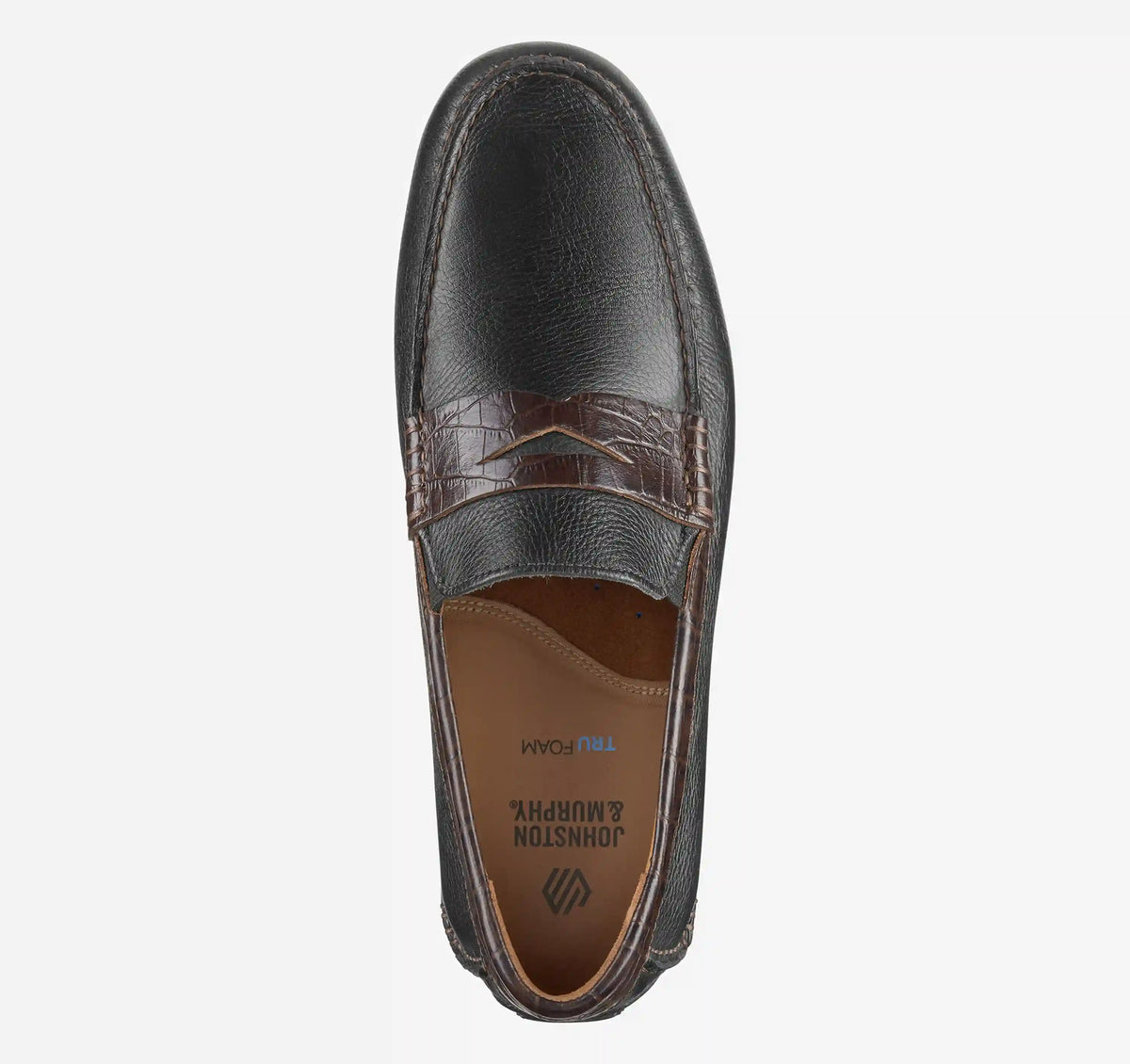 Cort 2.0 Penny Loafer - Black Full Grain/Dark Brown Croc Embossed Full Grain Leather