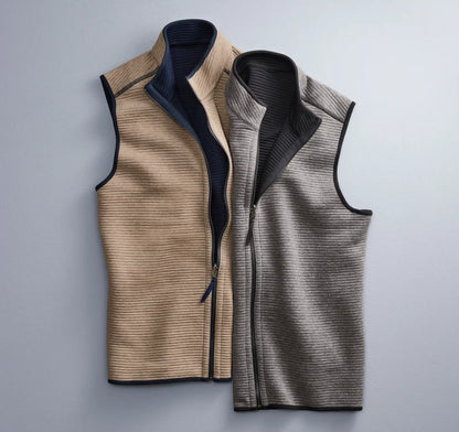 Reversible Channel Quilted Vest - Gray Heather/Black