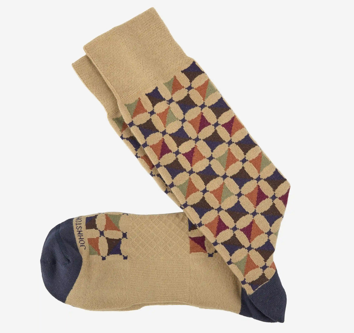 First in Comfort Socks - Khaki Multi Geo