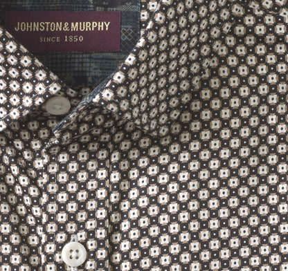 Logan Printed Long-Sleeve Shirt - Black/Tan Mini Tile