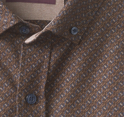 Lane Printed Shirt - Brown/Navy Linked Oval