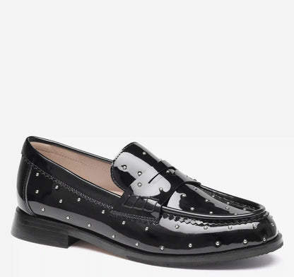 Gillian Studded Penny Loafer - Black Patent Leather
