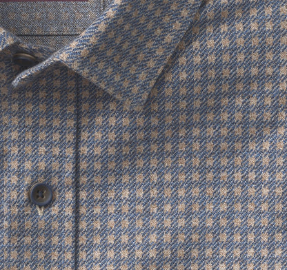 Eason Knit Shirt - Blue/Brown Windowpane