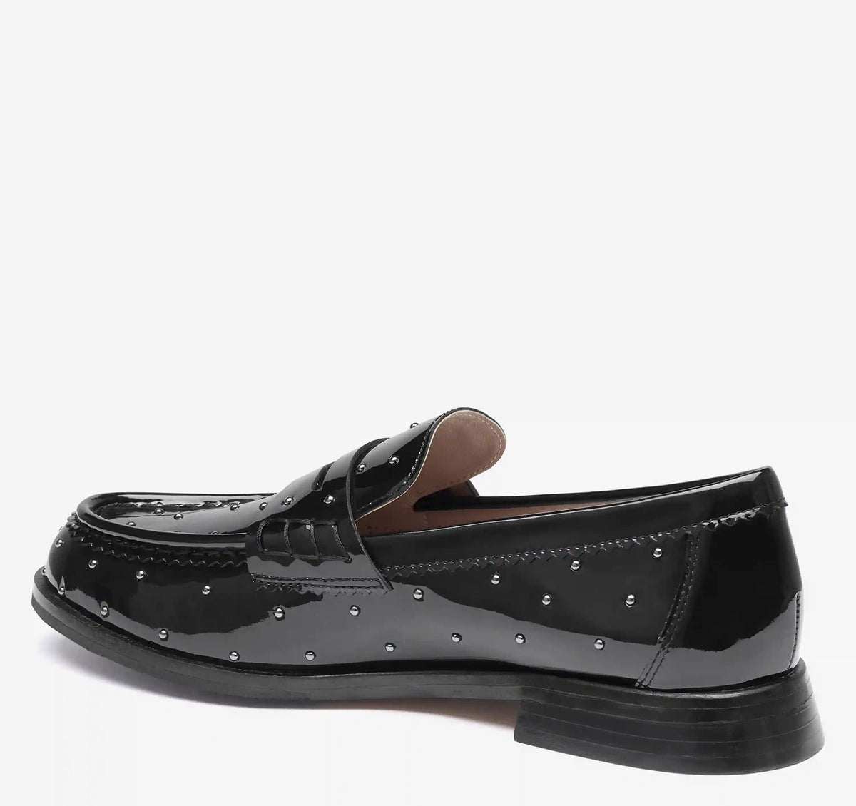 Gillian Studded Penny Loafer - Black Patent Leather