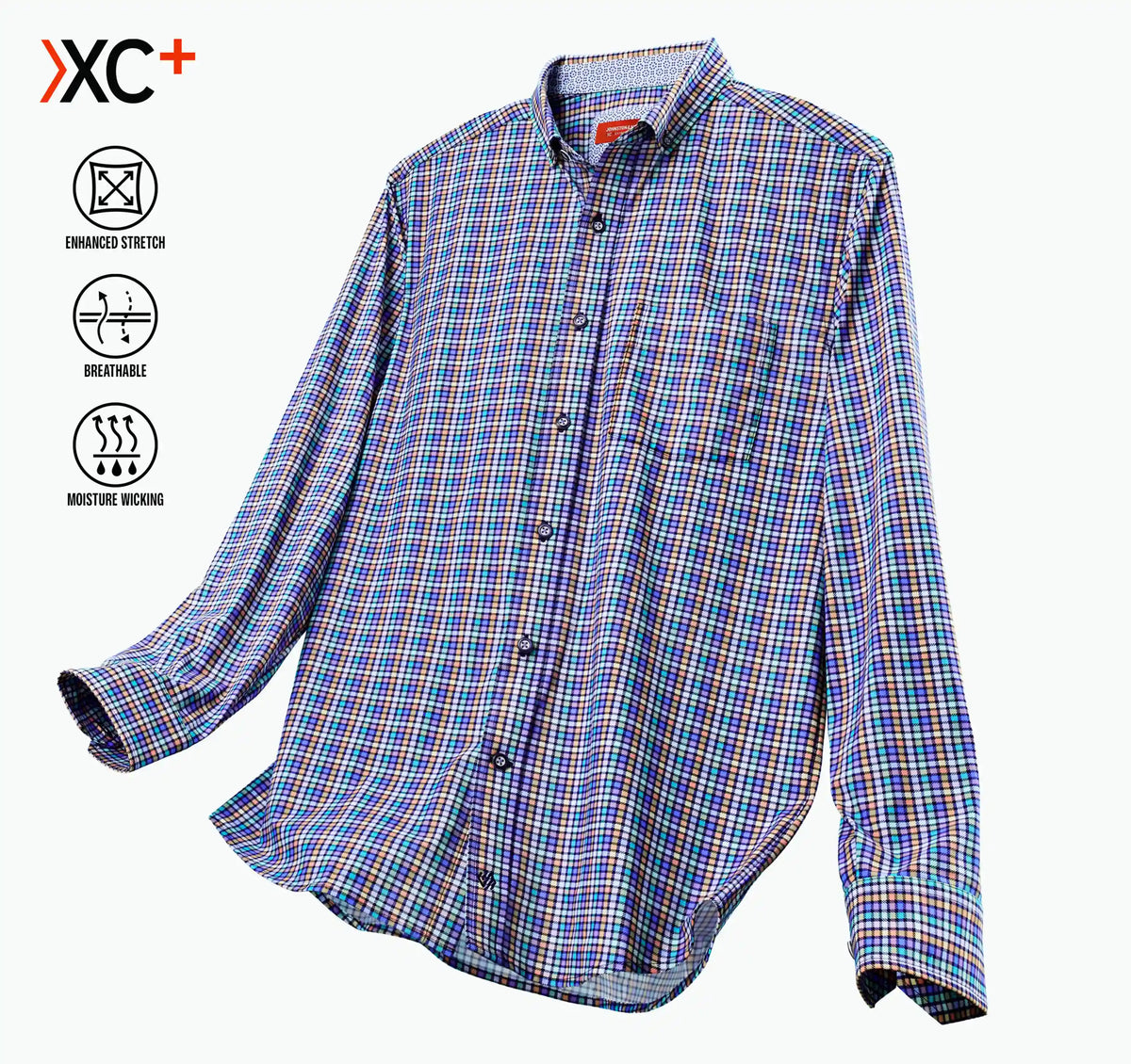 XC+™ Motion Long-Sleeve Sport Knit Shirt - Multi Check