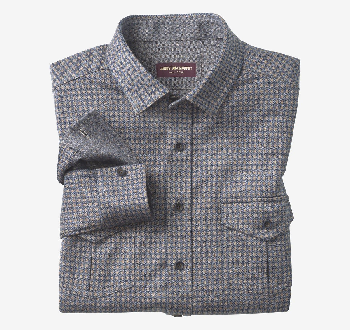Eason Knit Shirt - Blue/Brown Windowpane