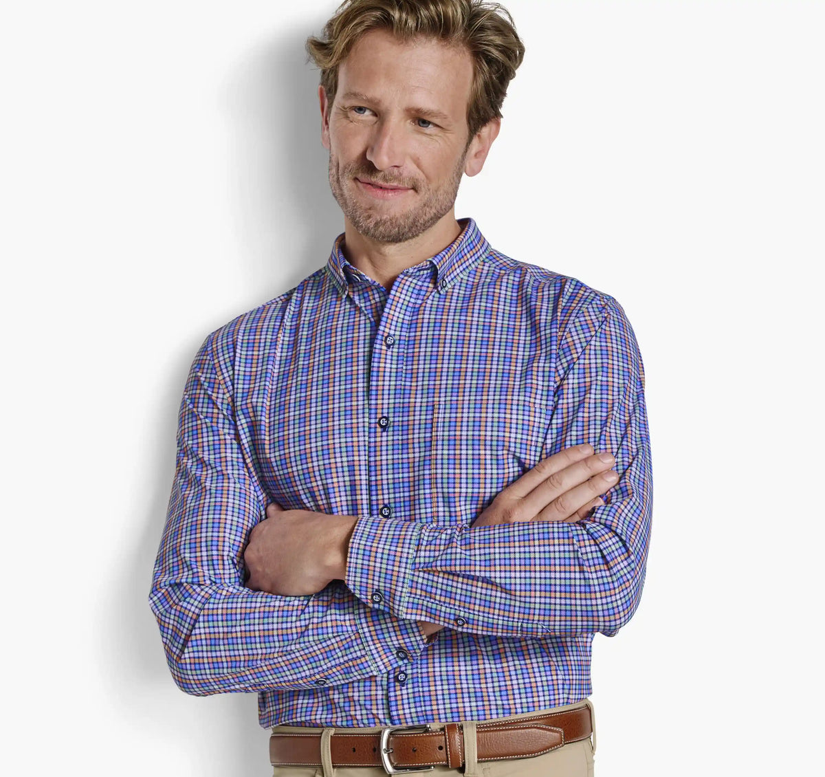 XC+™ Motion Long-Sleeve Sport Knit Shirt - Multi Check