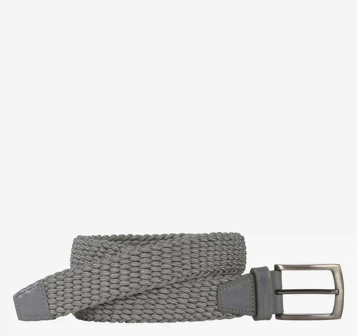 Woven Stretch-Knit Belt - Gray
