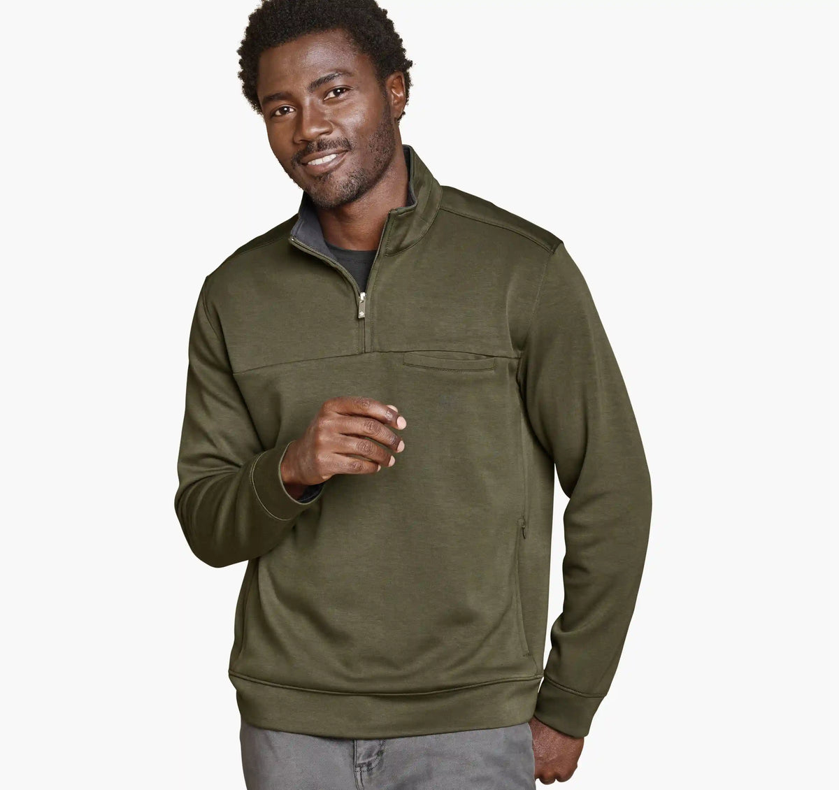 Essential Pocket Quarter-Zip - Olive