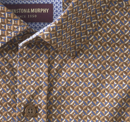 Logan Printed Long-Sleeve Shirt - Brown/Navy Multi Diamond
