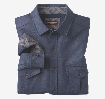 Eason Knit Shirt - Navy Mini Gingham