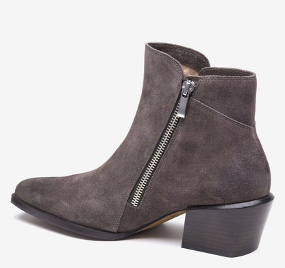Kalista Double-Zip Bootie - Dark Gray Suede