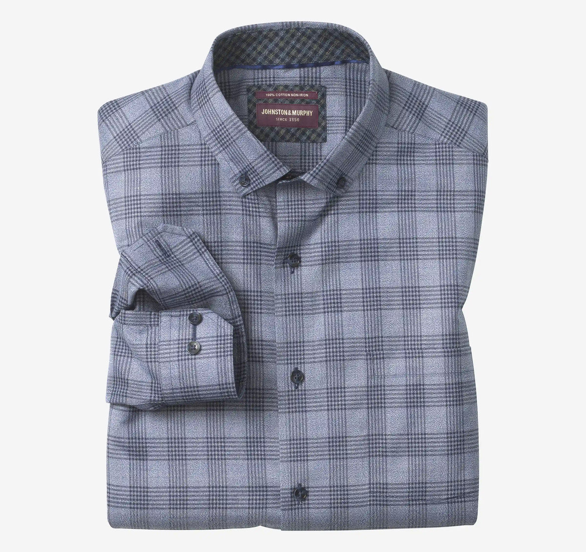 Ovation Non-Iron Dress Shirt - Navy Jaspe Tonal Check