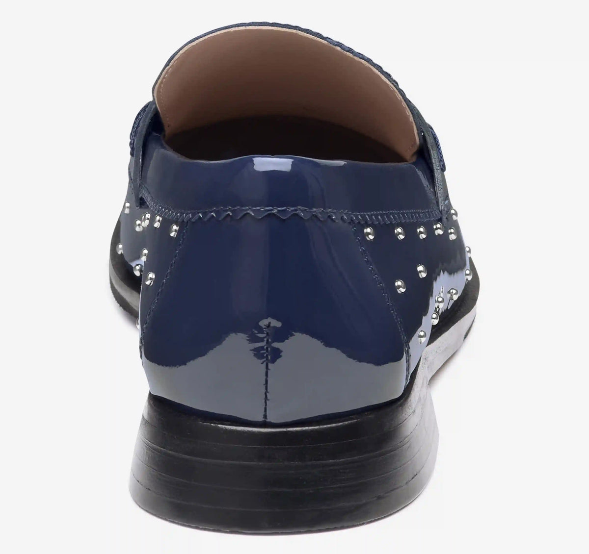 Gillian Studded Penny Loafer - Navy Patent Leather