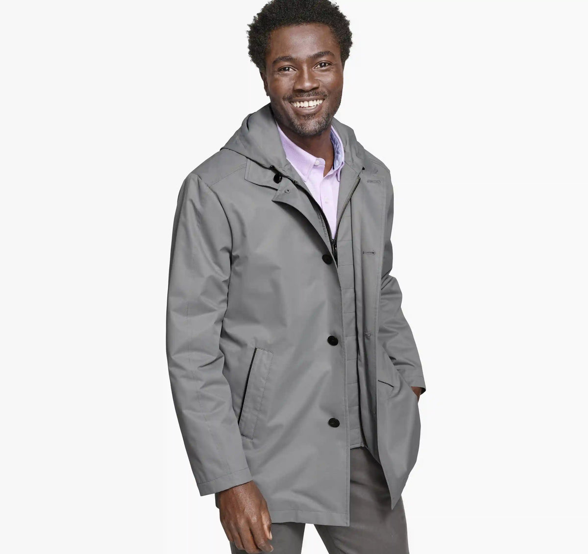 Upton Water-Resistant Raincoat - Gray