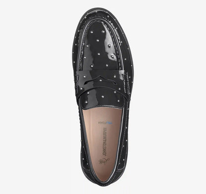Gillian Studded Penny Loafer - Black Patent Leather
