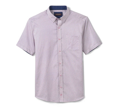 Logan Printed Short-Sleeve Shirt - Pink/Navy Bowtie