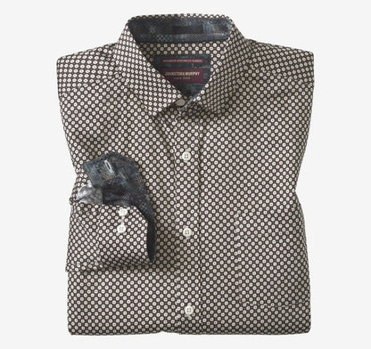 Logan Printed Long-Sleeve Shirt - Black/Tan Mini Tile